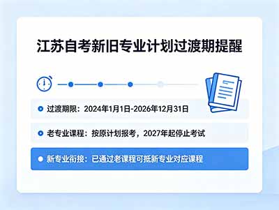 江苏自考新旧专业计划过渡期即将截止24年前报名的请注意
